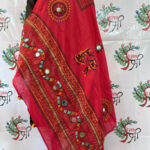 Mirror Work- Kutch Handwork Embroidered - Red Dupatta