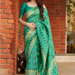 Bottle Green Benarsi Silk Weaved Saree