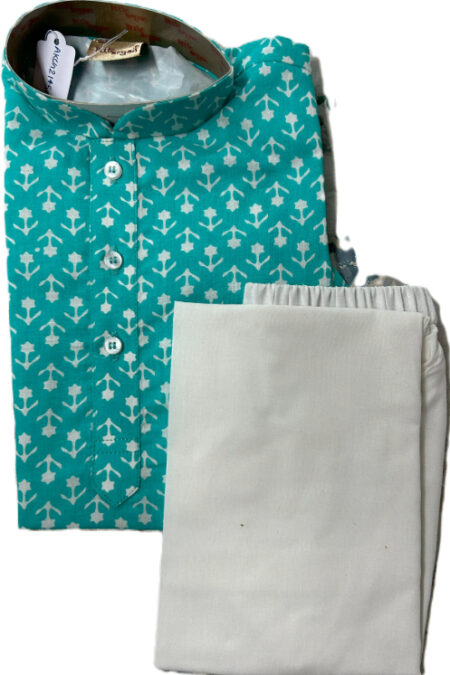 Sky Blue Print Kurta Pajama