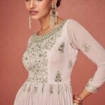 Light pink color with heavy Embrodery Anarkali Plazzo Set