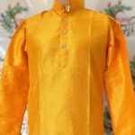 Yellow with a subtle self-design woven Kurta
