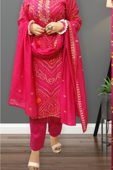 Rani Color Muslin Handwork Crochet and Gota work