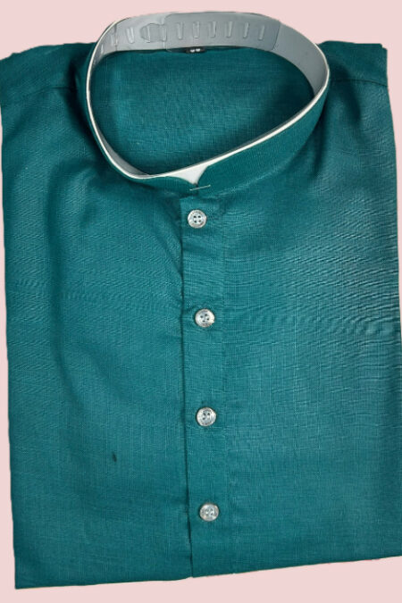 Teal Color Kurta with White Pajama