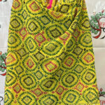 Yellow Phulkari Embroidery Dupatta with circular motifs in shades of green and pink