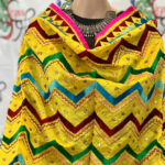 Yellow Chanderi Silk Chapa Work Zig Zag Phulkari Embroidery Dupatta