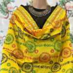 Dark Yellow Chanderi silk Chapa work Phulkari Embroidery Dupatta