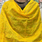 Yellow Phulkari Hand Embroidery Chadneri Silk Dupatta
