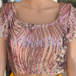 light onion color sequence work Stitched Blouse