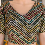 Black color multi color sequence work Stitched Blouse