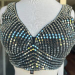 Black Color Sleeveless Stitched Blouse with Silver mirror work