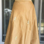 Beige Color skirt with Brown color sleeveless Blouse/Choli