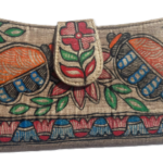 Madhubani Hand Painted Tussar Silk Clutch/Purse