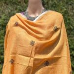 Orange Color Madhubani Hand Painted Lenin Dupatta