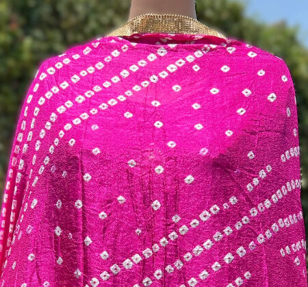 Jaipur printed Bandhani art Silk Dupatta with Gota Border
