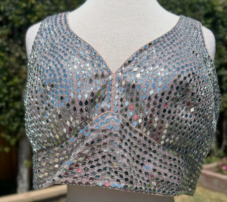 Onion Color Mirror work Sleeveless Stitched Blouse