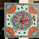 Madhubani Hand Painted Wall Clock - Fish and Lotus