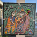 Madhubani Hand Painted Wall Clock - Radha Krishna