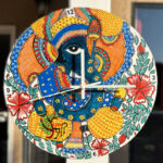 Madhubani Hand Painted Wall Clock - Lord Ganesha