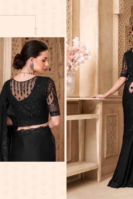 Black Embroidery Saree TFH