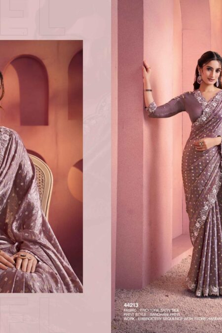 Chocolate Brown White Flower Saree