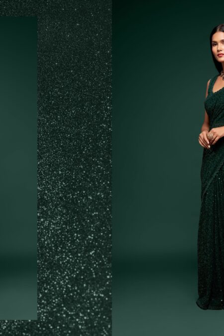 Dark Green Sequence Saree